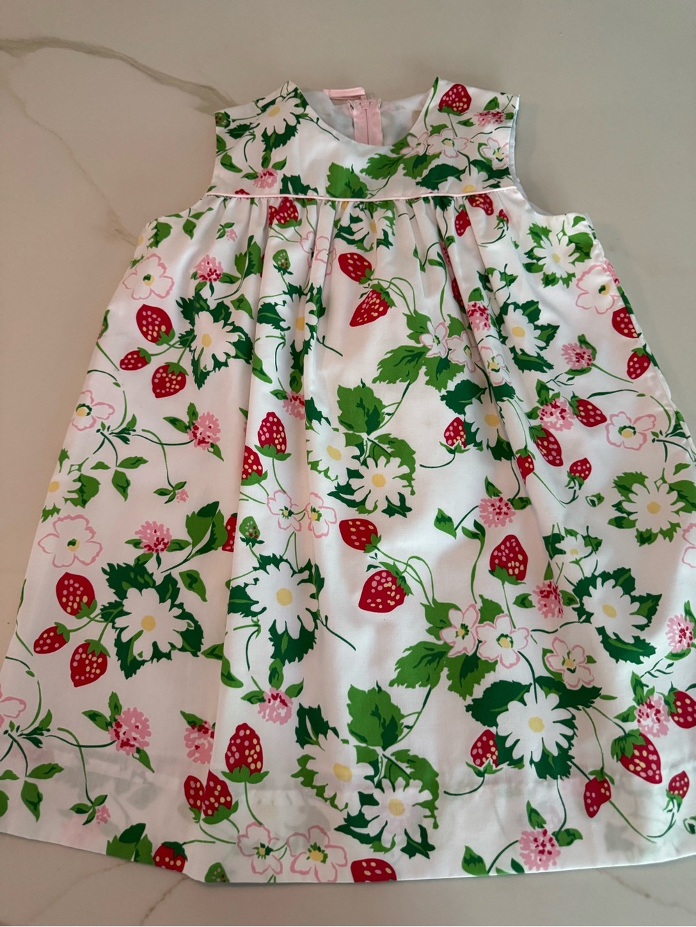 The Beaufort Bonnet Company White Strawberry & Floral Sleeveless Dress size 6